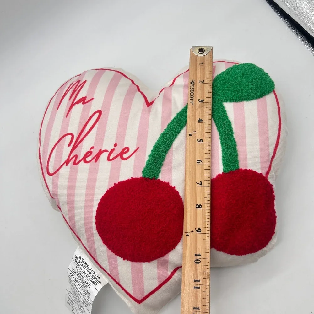 New Target Bullseye Ma Cherie‎ Heart Pillow Decorative Pink Striped Cherry Plush